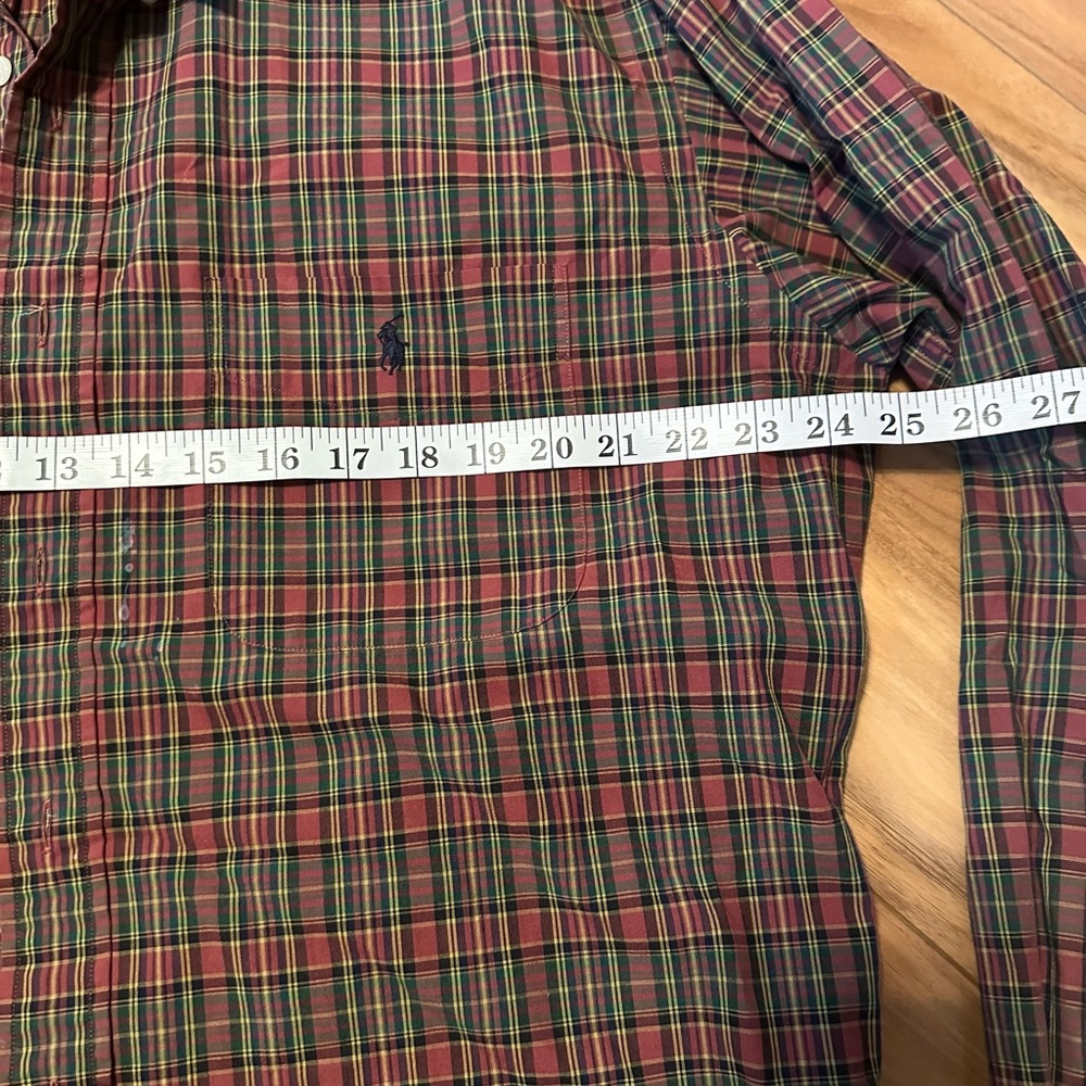 Ralph Lauren Men’s Plaid Dress Shirt Long Sleeve Size L Green Red - Picture 5 of 9